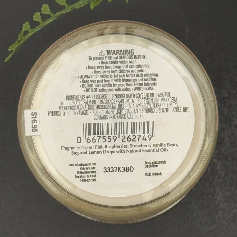 BBW Raspberries & Whipped Vanilla White Barn Bath & Body Works Single Wick Candl - Picture 10 of 10
